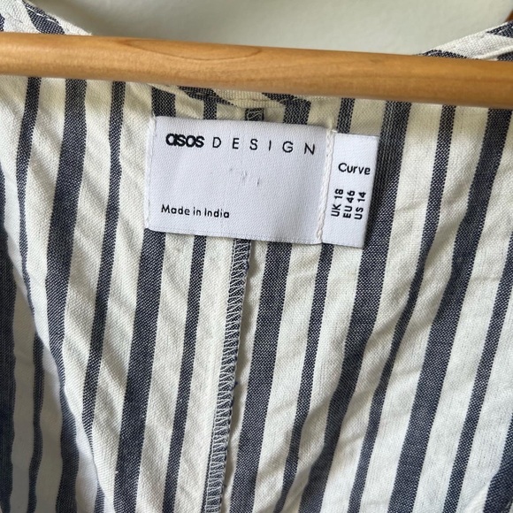 ASOS DESIGN Curve button through smock midi dress in stripe - Picture 6 of 6